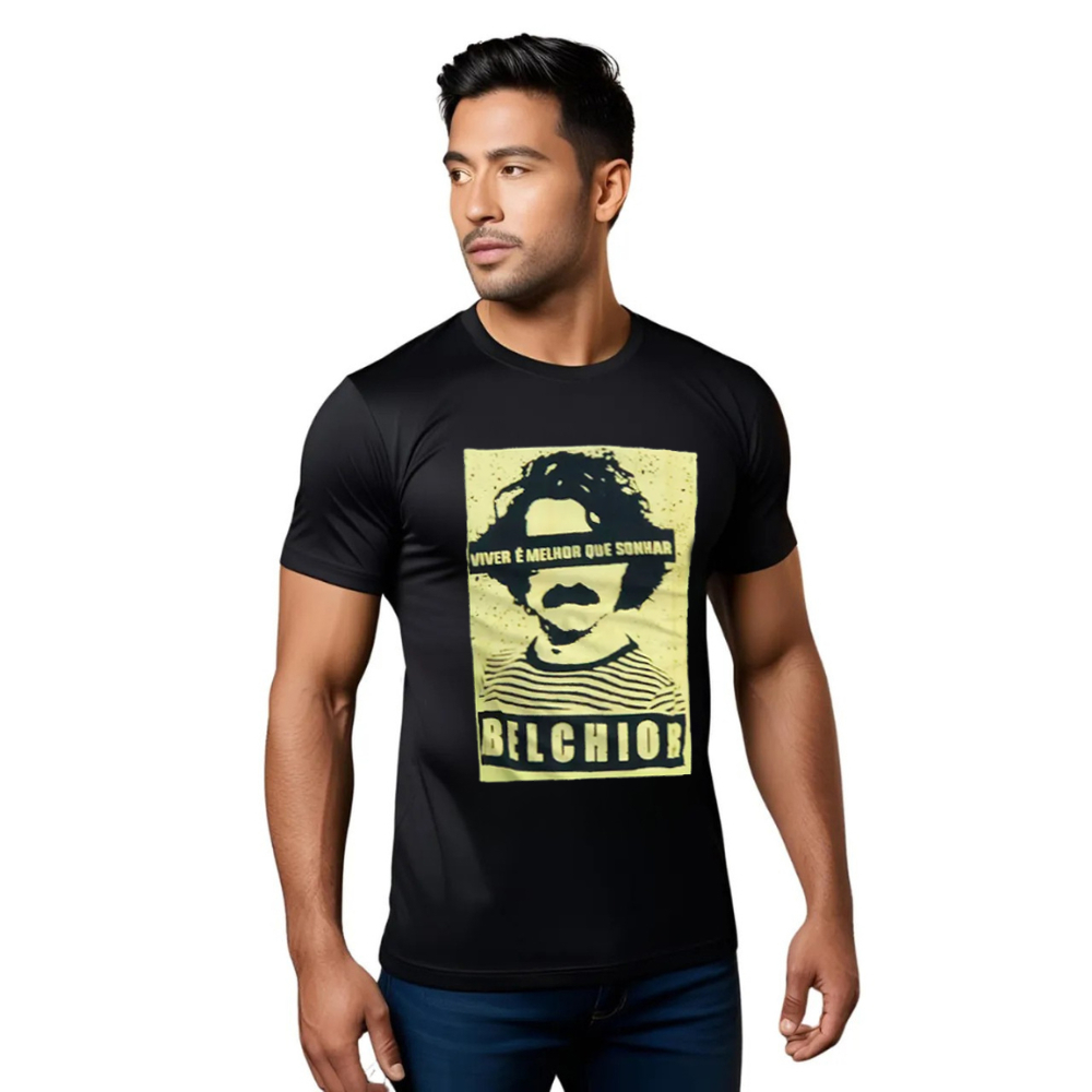 Camisa Belchior Viver é Melhor do que Sonhar Camisa Graphic tee Belchior Blusa Unissex 100% Algodão