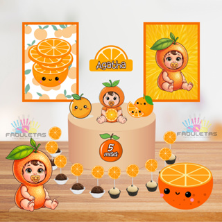 Kit Festa Só Um Bolinho FRUTA LARANJA Enviar Nome/Idade IMEDIATAMENTE em Oferta na Shopee
