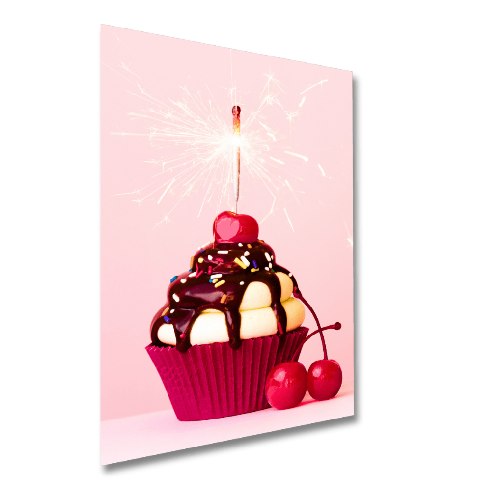 Quadro Decorativo Grande Cupcake Bolinho Rosa Confeitaria Doce Sobremesa Sorveteria Açaí Sorvete