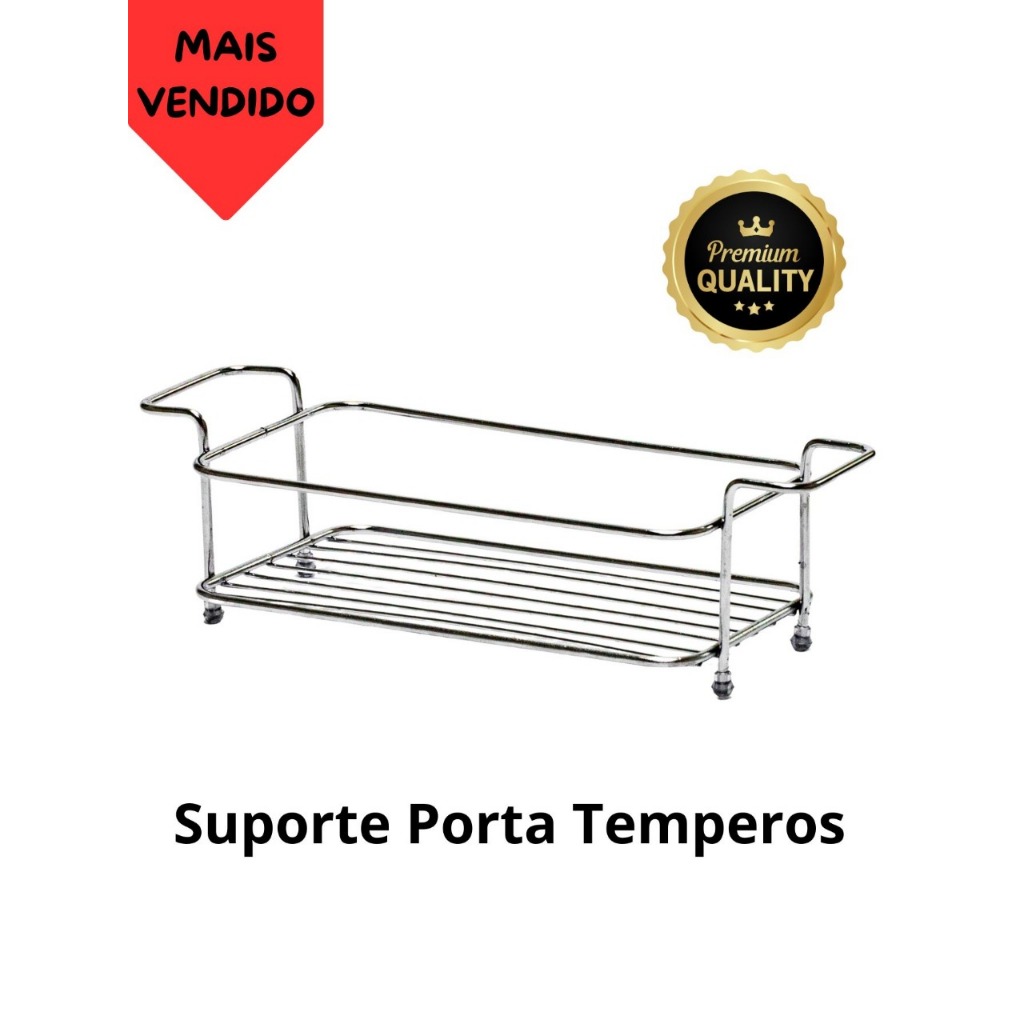 Suporte Porta Tempero Cromado Organização Sal Mesa Cozinha Maior em Oferta na Shopee