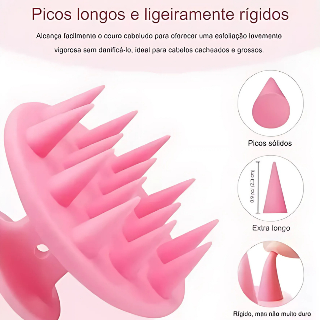 Detalhes do kit Escovas Massageadora de Silicone para Cabelos (escolha quantidade)