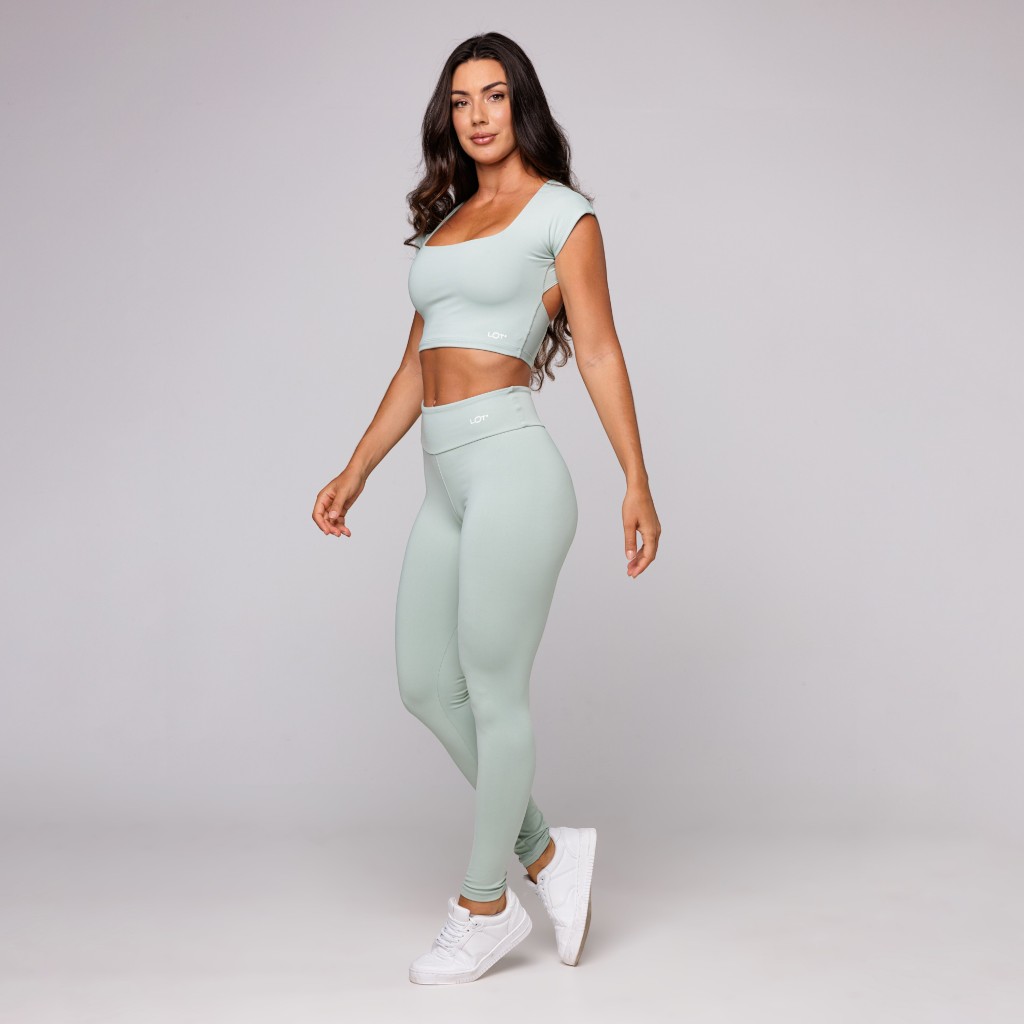 Conjunto Fitness Feminino Top Academia Decote Quadrado e Legging Básica Treino Coleção Essential · foto 2