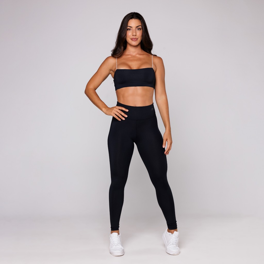 Conjunto Fitness Feminino Academia Top Faixa e Calça Legging Básica Treino Coleção Essential