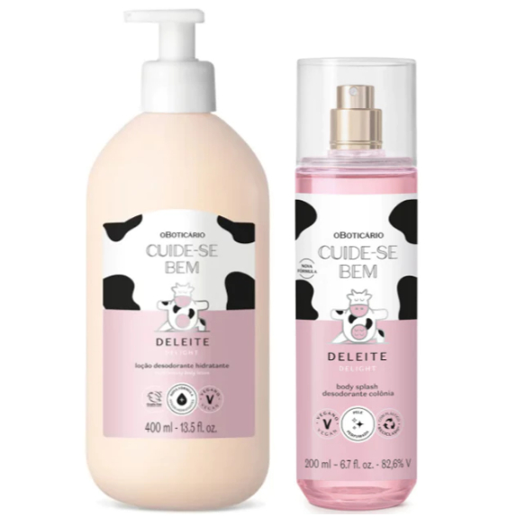 Kit Deleite-Loção Hidratante Corporal Cuide-se Bem Deleite 400ml/Body Splash Cuide-Se Bem Deleite 200ml