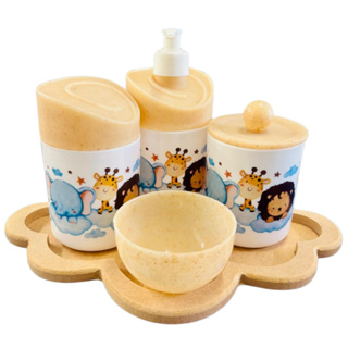 Kit Higiene Bebê Safari Hora Do Sono C/bandeja  MDF em Oferta na Shopee