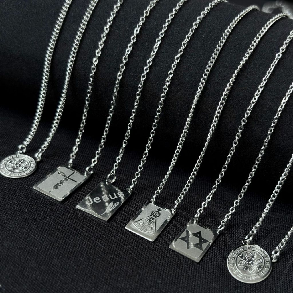 Colar Escapulário Aço Inox Inoxidável 316L Diversos Modelos Masculina Feminino Escapuláio Jesus São Bento Nossa Senhora
