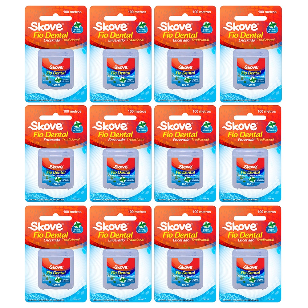 Kit Com 12 Fio Dental Skove Encerado Tradicional Menta 100m em Oferta na Shopee