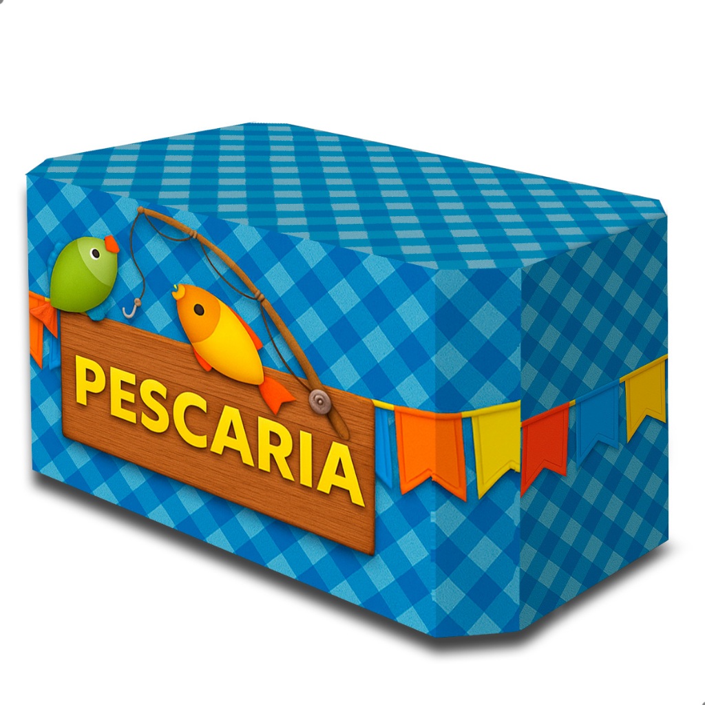 Capa de Mesa Decorativa Veste Fácil Tema Pescaria em Tecido Helanca Sublimado Não Amassa Não Desbota Alta Durabilidade