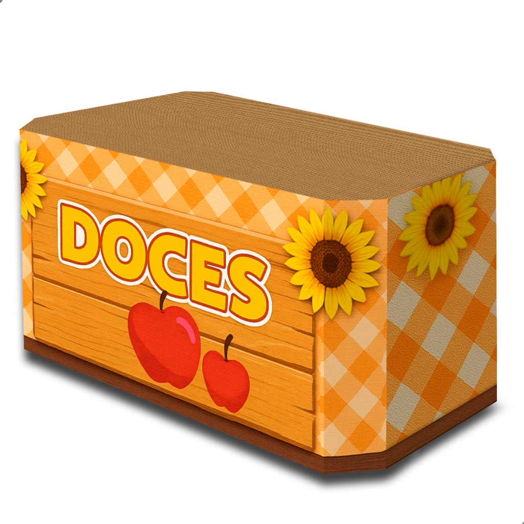 Capa de Mesa Decorativa Veste Fácil Tema Doces em Tecido Helanca Sublimado Não Amassa Não Desbota Alta Durabilidade