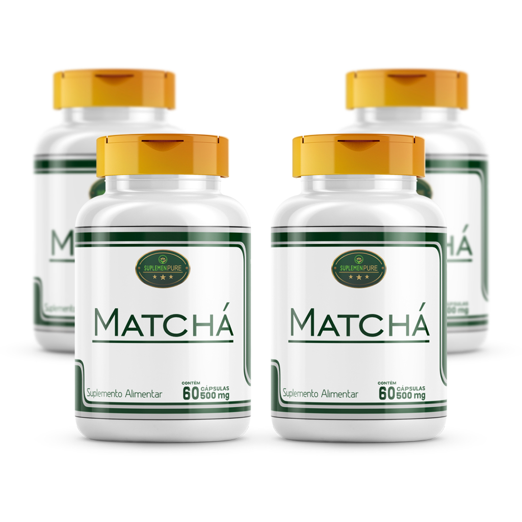 Kit 4 Frascos - Matchá ( Chá Verde ) 500 Mg - 60 cápsulas
