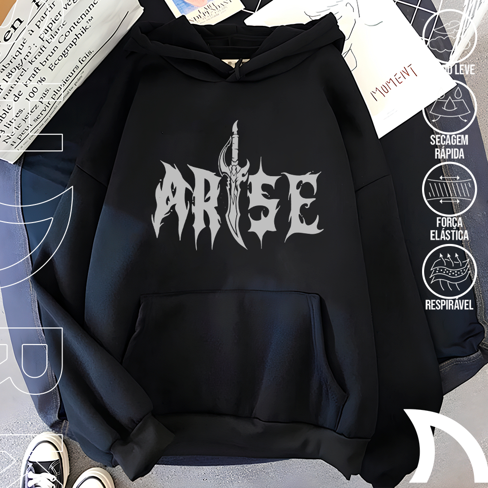 Moletom Canguru Blusa De Frio Arise Sung Jin Woo Katana Solo Leveling Anime Aesthetic Unissex