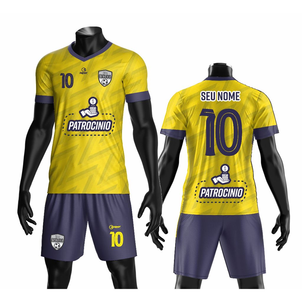 Jogo De Camisas+calção Fardamento Uniforme Futebol 18 Peças Personalizado Patrocínio Nome Escudo