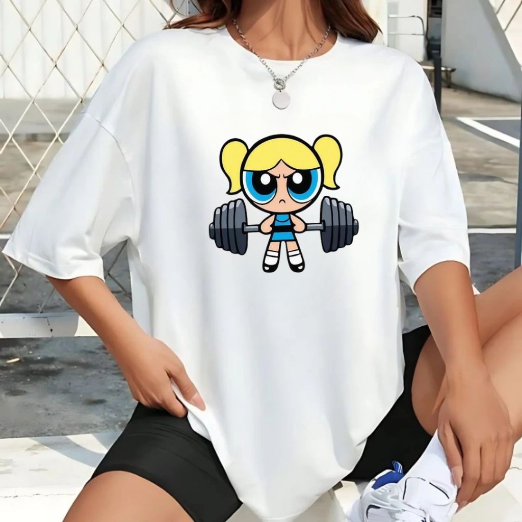 Camiseta Feminina 100% Algodão Camisa Estampada Meninas Super Poderosas Lindinha Maromba Academia