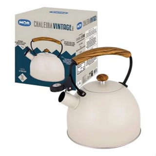 Chaleira Inox Vintage 3 Litros Com Apito Branca Mor em Oferta na Shopee