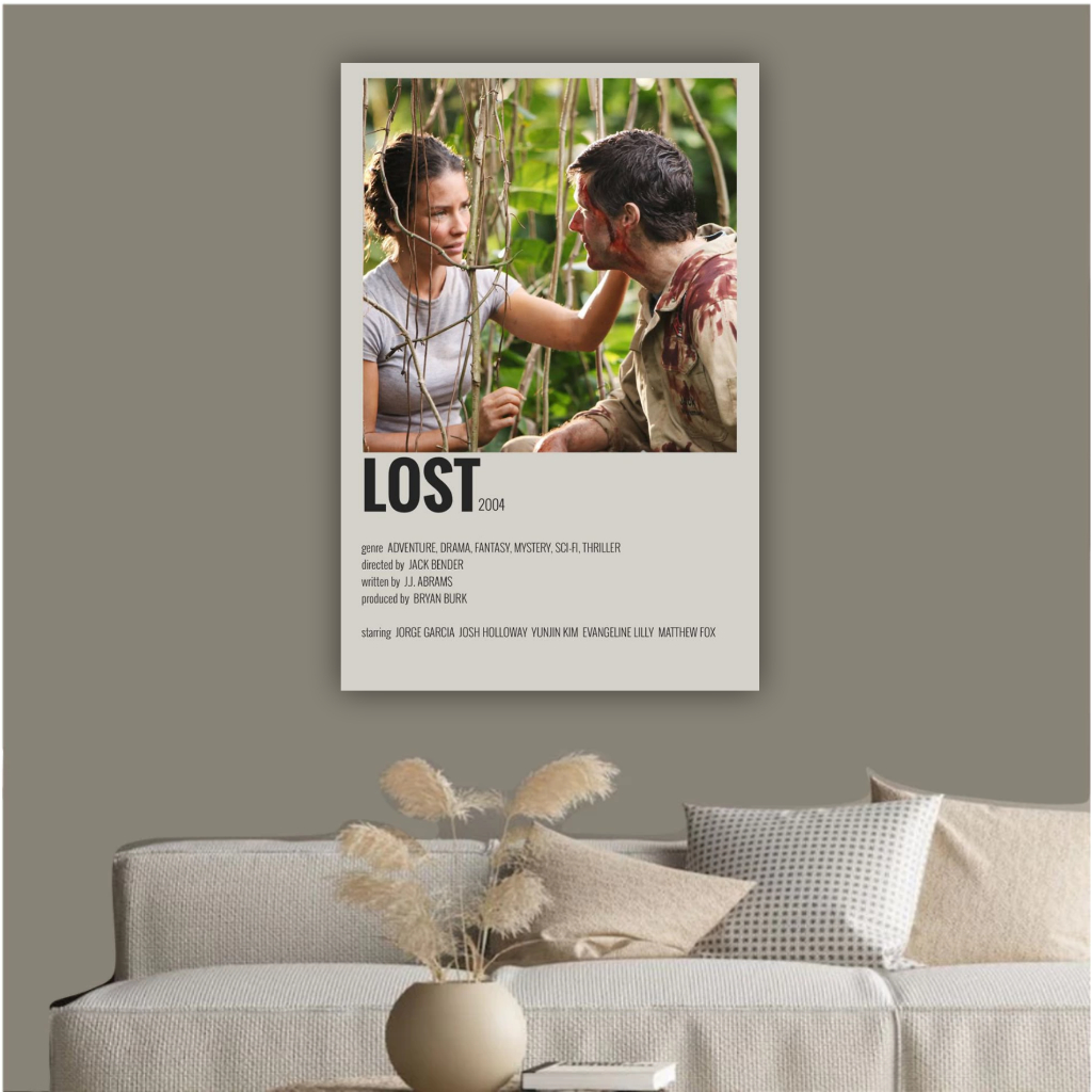 Quadro decorativo lost serie kate e jack filmes decoração para sala quarto cinema cinefilo poster
