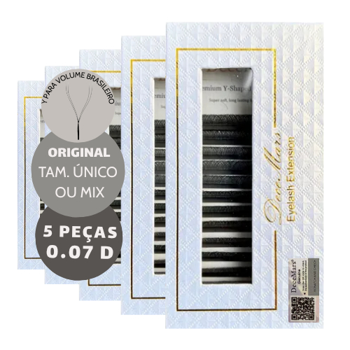 Kit 5 Cílios Decemars Y 0.07D Volume Brasileiro Fio YY Extensão Cilios Adesivo Retenção Cola Volume em Oferta na Shopee
