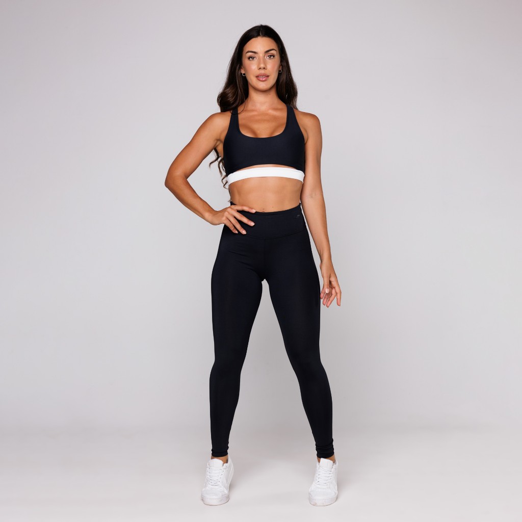 Conjunto Fitness Feminino Academia Top Curvatura na Base e Legging Básica Treino Coleção Essential em Oferta na Shopee