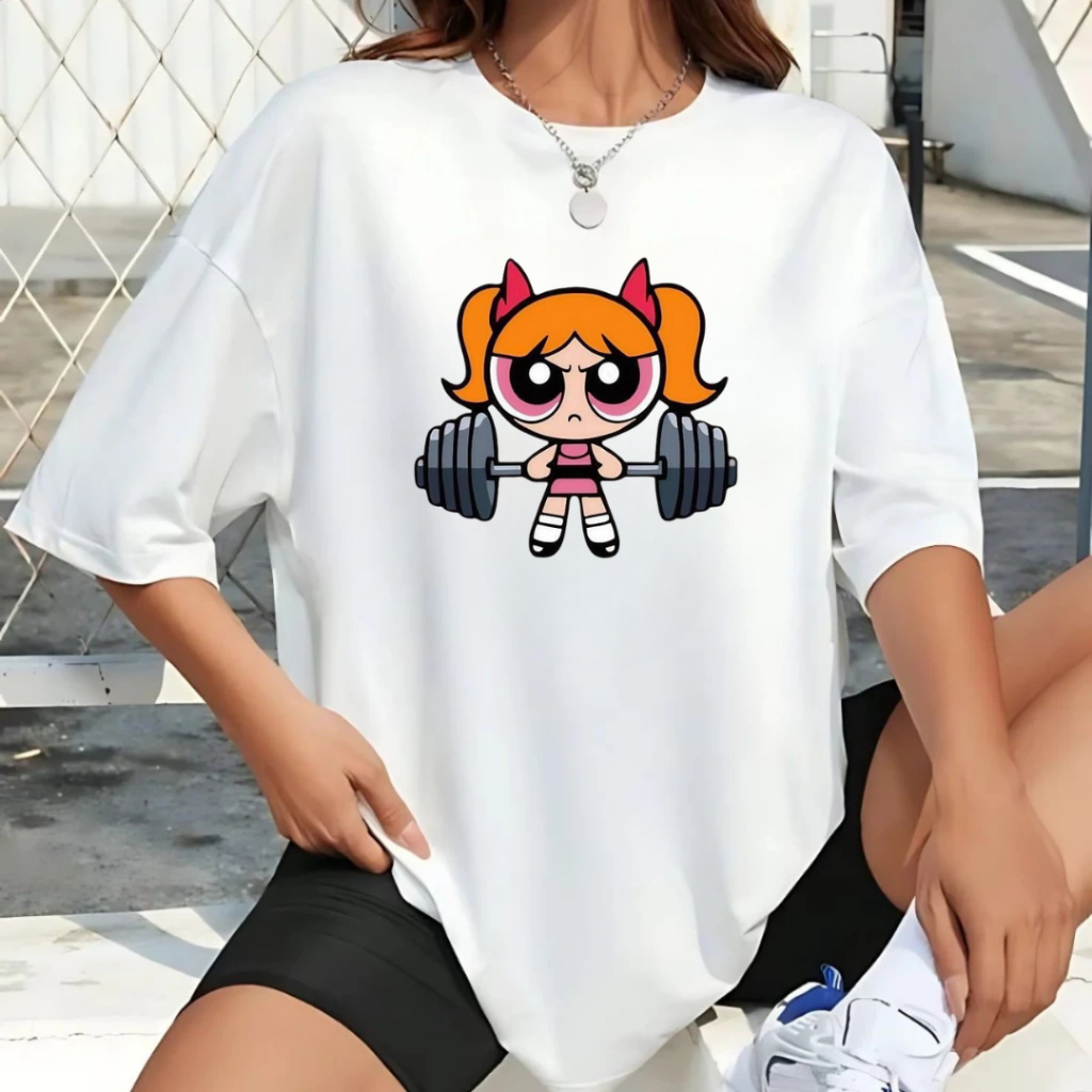 Camiseta Feminina 100% Algodão Camisa Estampada Meninas Super Poderosas Florzinha Maromba Academia