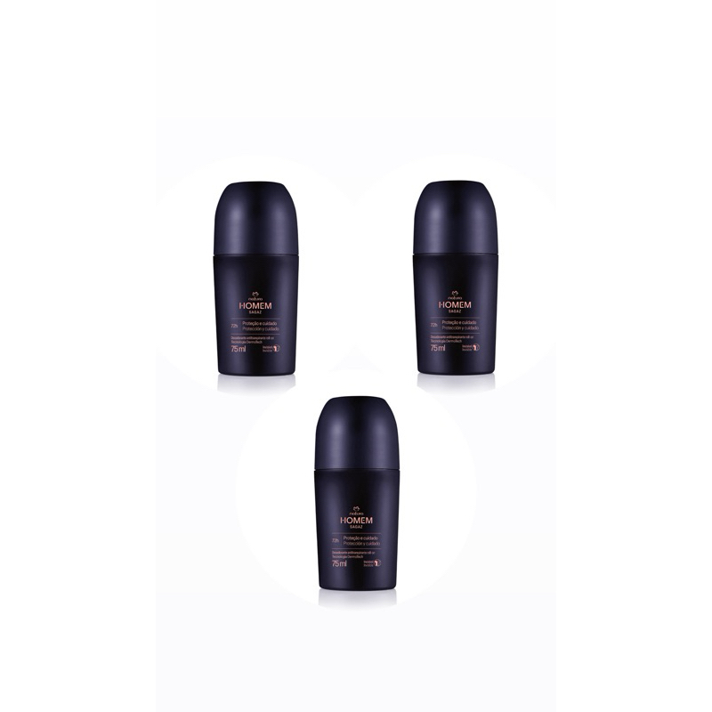 Kit 3 Desodorante Antitranspirante Roll-On Natura Homem Sagaz