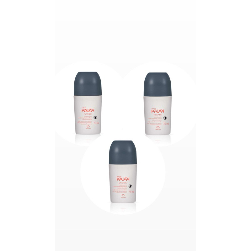 Kit 3 Desodorante Antitranspirante Roll-on Kaiak Oceano Feminino