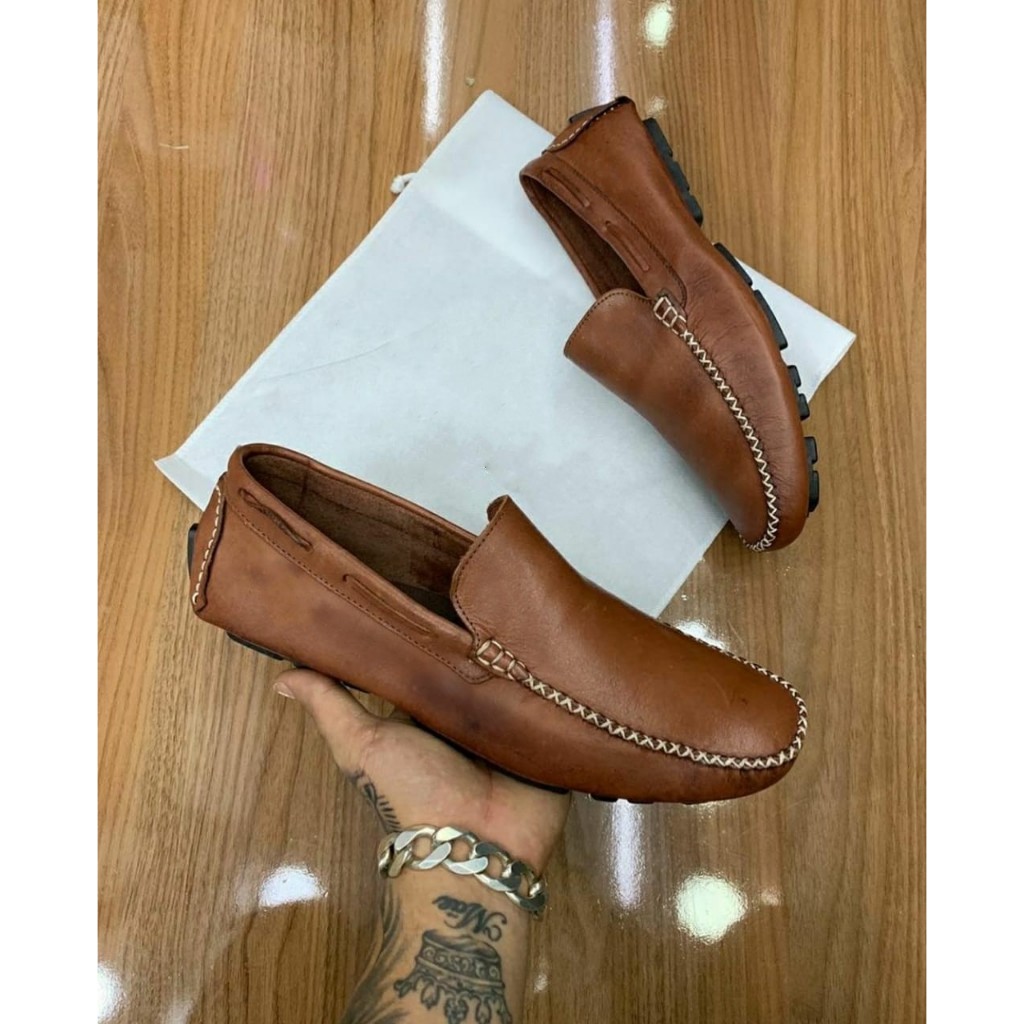 Mocassim Casual Moderno Estiloso Masculino em Couro Legítimo