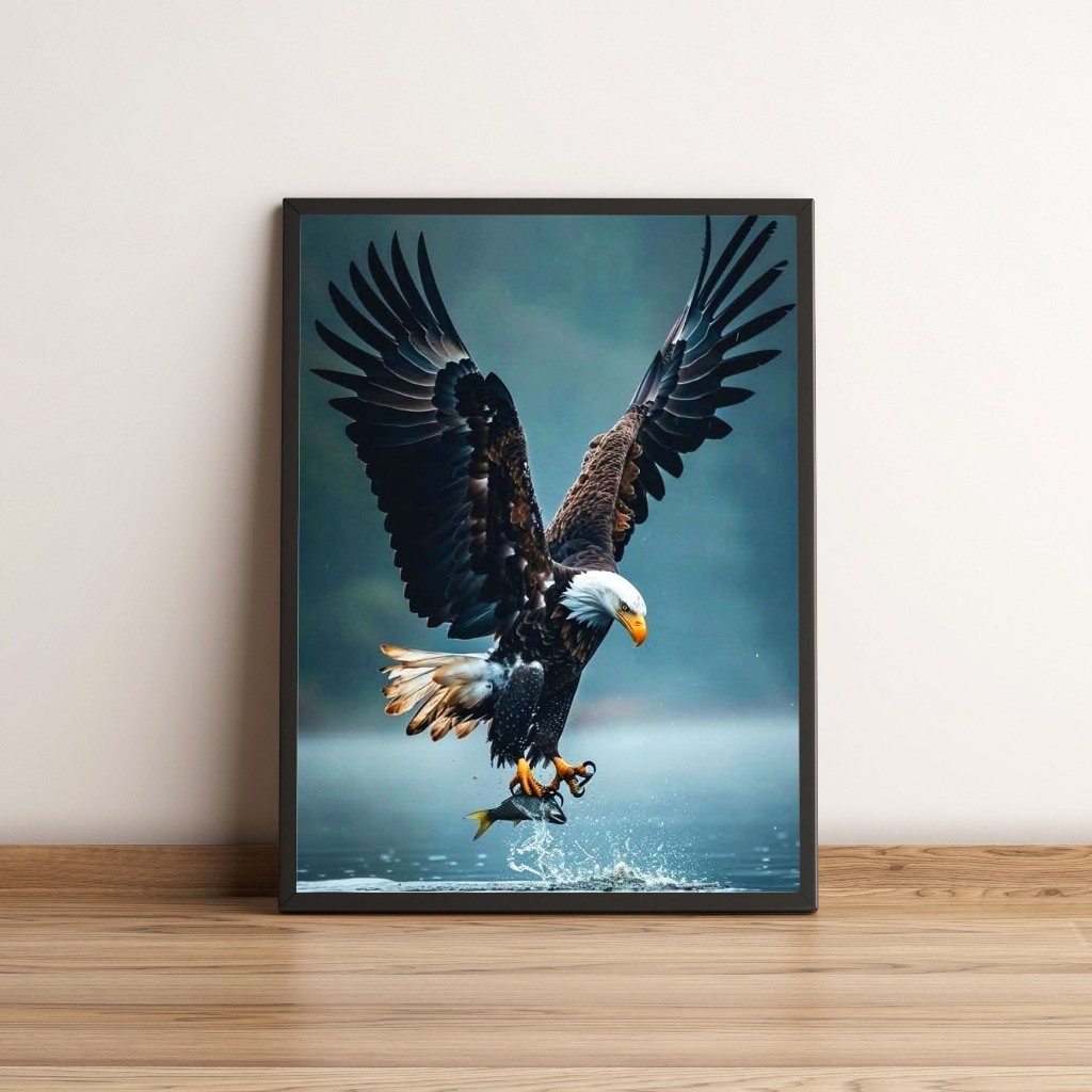 Quadro com águia pescando em pleno voo 2078