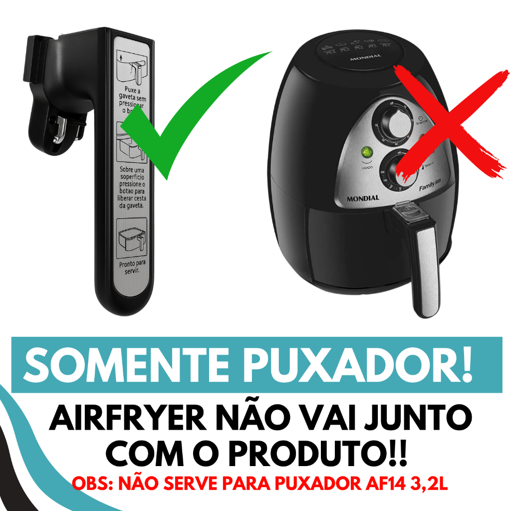 Detalhes do Alça Puxador P/ Fritadeira NAF- 03I 4 L Air Fryer Mondial Original