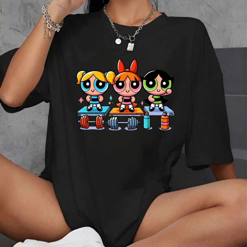 Camiseta Feminina Unissex 100% Algodão Camisa Estampada Meninas Super Poderosas Marombas Academia