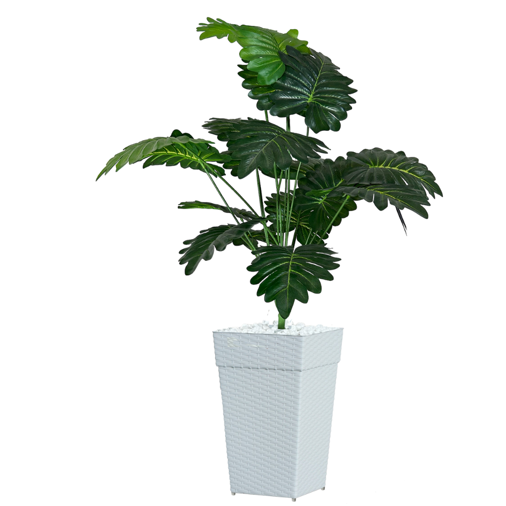 Planta Artificial Bananinha + Vaso Grande Decorativo Enfeites E Plantas Artificiais Ornamental