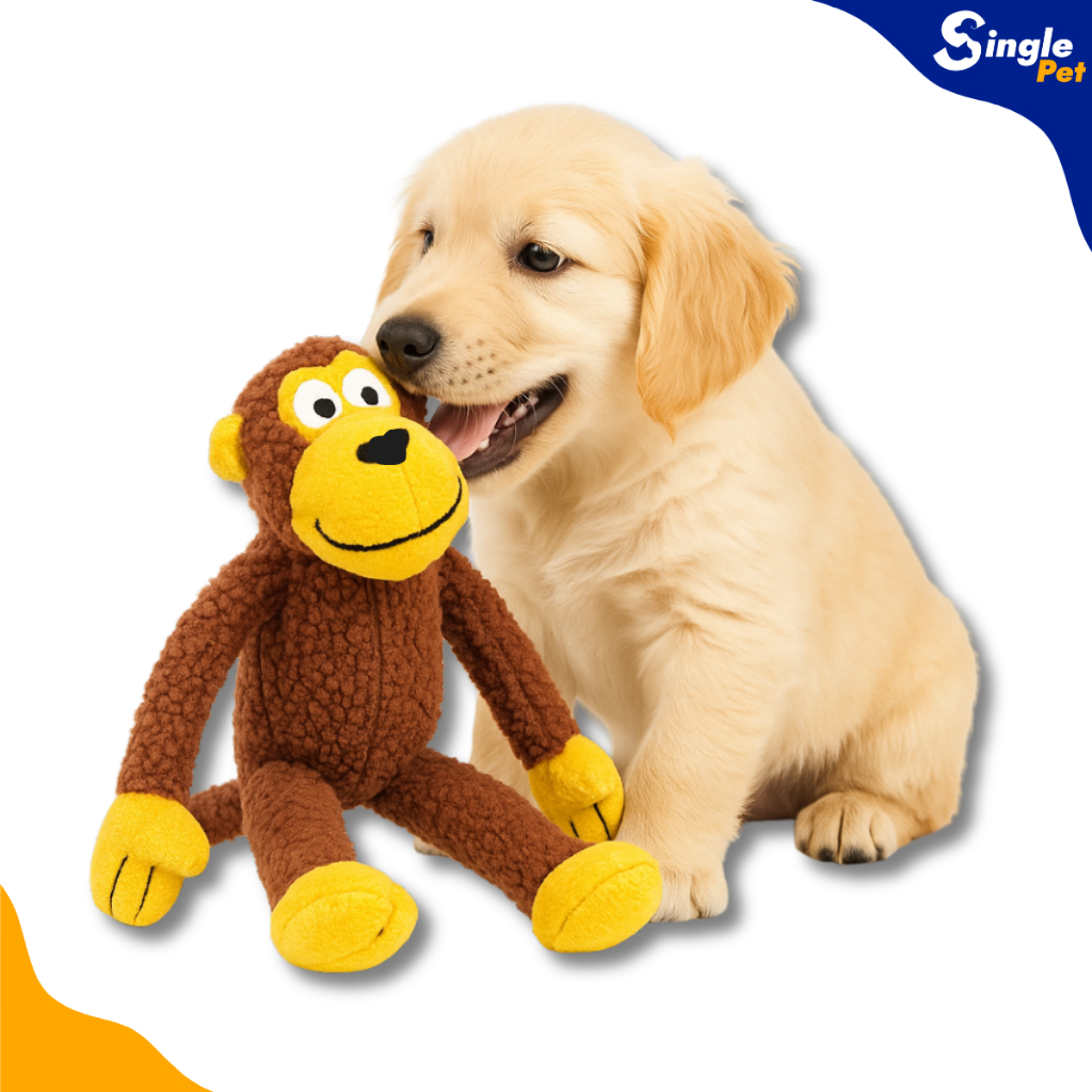 Brinquedo Macaco de Pelúcia Mordedor Com Apito Para Cães e Pets 40cm - Savana
