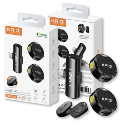 Imagem Microfone Duplo Com Ímã Kaidi Clipe Magnético De Lapela Wireless Para Smartphones Portátil Leve