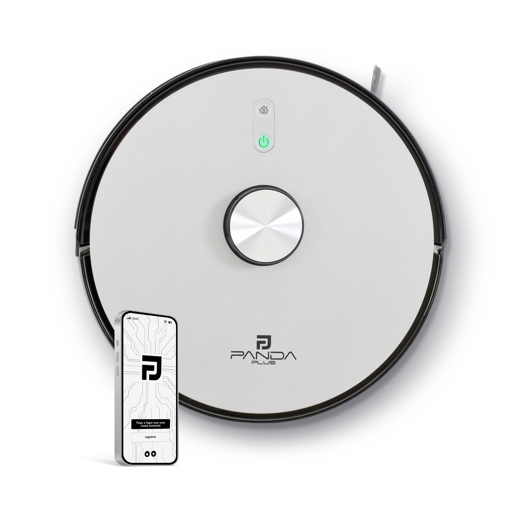 Aspirador Robô Inteligente LDS Laser Wi-Fi Mapeia Cômodos 3000Pa Mop App PandaPlus Alexa G...