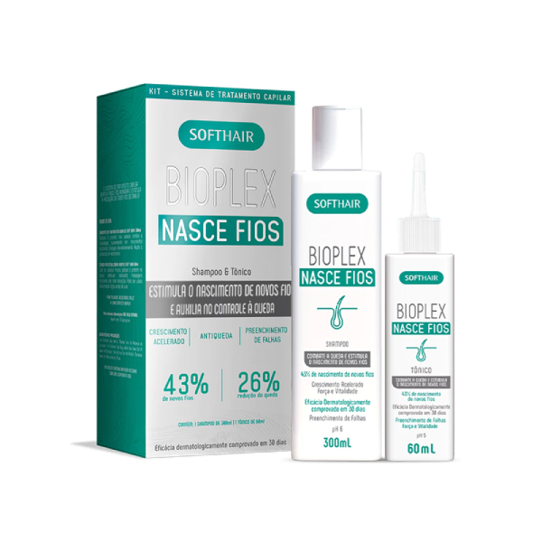 Kit Bioplex Nasce Fios e Antiqueda Tratamento Capilar (Shampoo e Tônico) Soft Hair