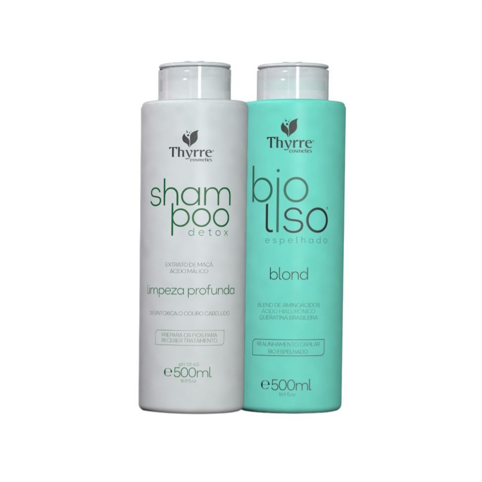 Kit BioLiso Blond 500ml Progressiva Bio Definitive 0% Formol Semi-Definitiva Thyrre Cosmétics
