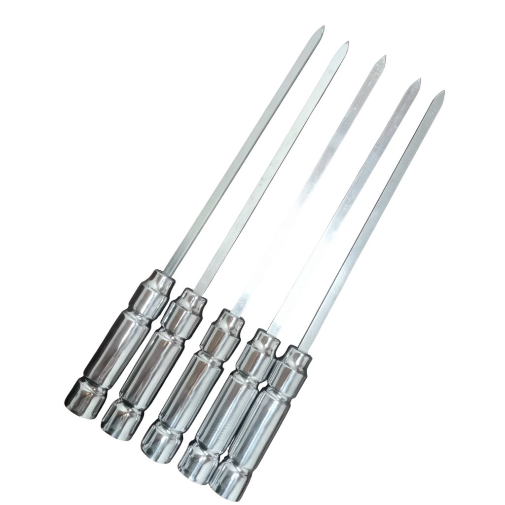 KIT 5  espetinhos de alumínio 50 cm (Coraçãozinho)