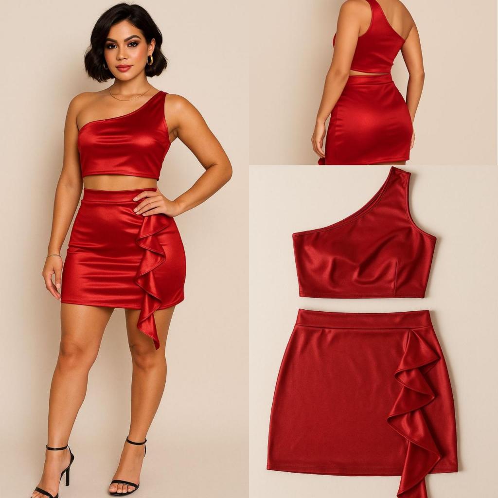 Conjunto Duda - couro fake-cirre, brilho e estilo que combinam com seu lindo modo de viver!