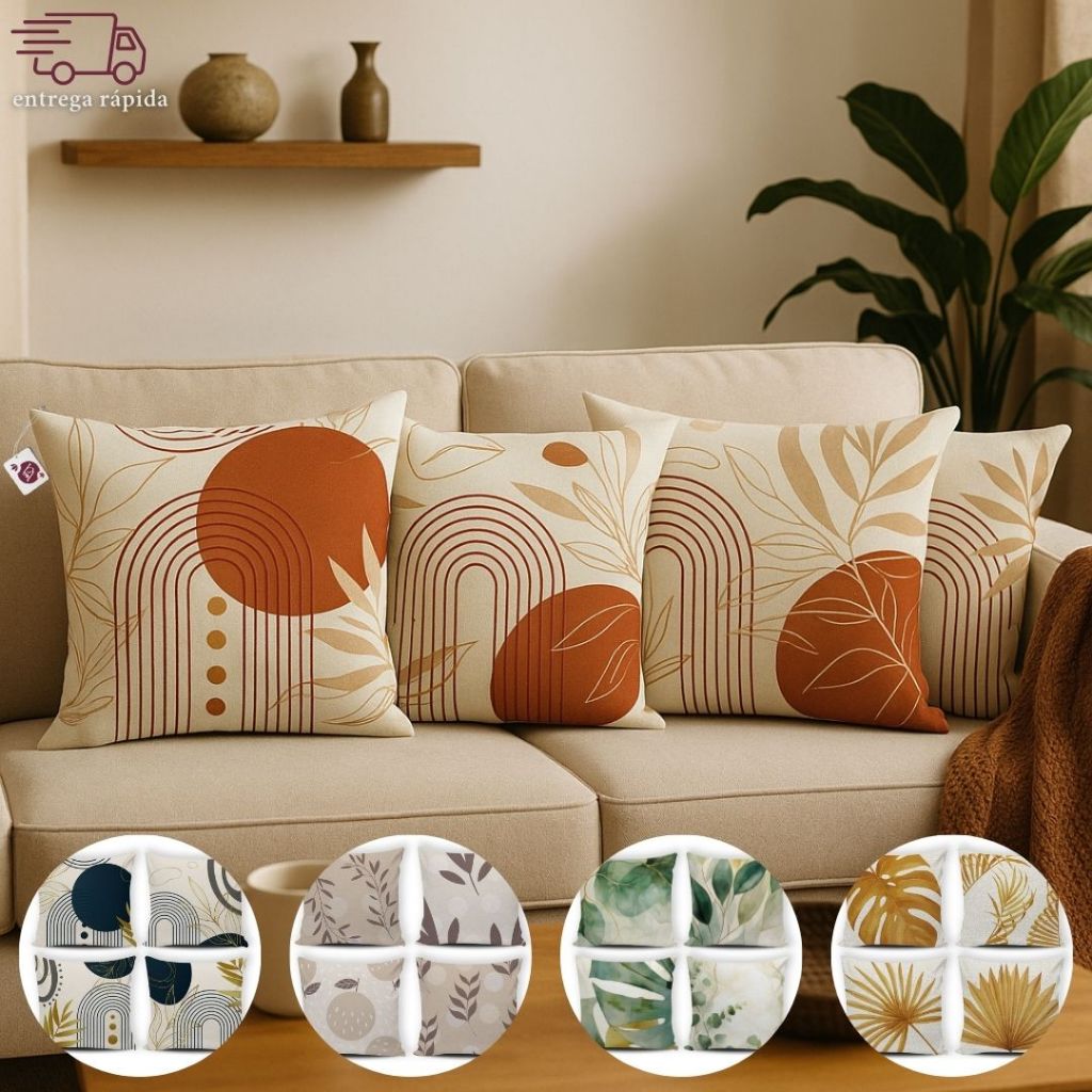 Kit 04 Capas Almofadas Decorativa Estampa Digital