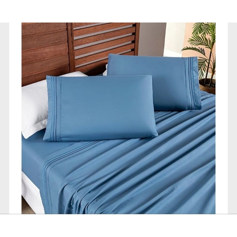 Jogo de Cama lençol  Casal padrão 4 peças  Allegra Bordado Micropercal 200 fios  Jogo de Cama delicadeza