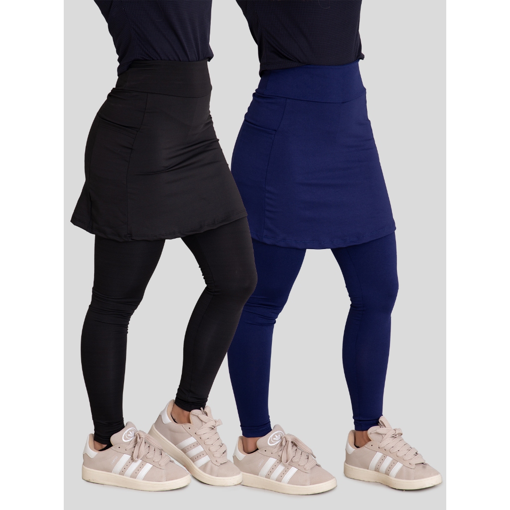 Kit 2 Leggings Saia Feminina Bolsos Fitness Suplex Esportivo em Oferta na Shopee