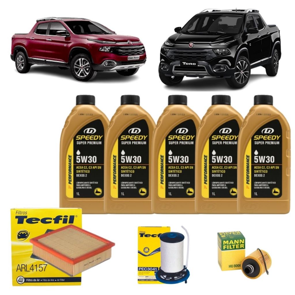 Kit Troca De Oleo E Filtros Fiat Toro 2.0 Diesel 5w30 5 Litros Sintético Revisão Original em Oferta na Shopee