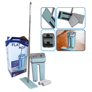 Flat Mop 2 Refis Esfregão Com Balde Rodo Mágico Lava Seca Tira Pó extensível grande em Oferta na Shopee