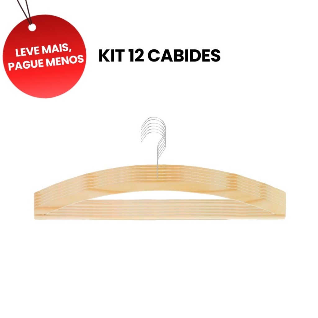 OFERTA 6.6 KIT 12 Cabides Madeira Tintureiro 40cm Resistente com  haste  a Granel IMPERDÍVEL