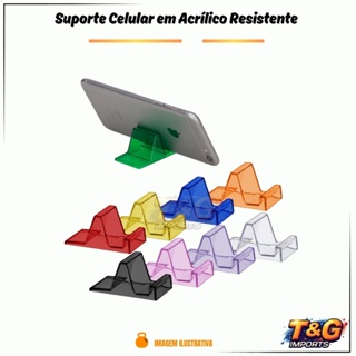 Kit 10 Suportes Acrílico para Celular | Mesa, Chamada de Vídeo | Compacto e Universal Varias cores em Oferta na Shopee
