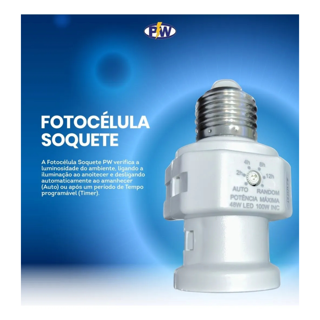 Rele Bocal Fotocélula Soquete E27 3 em 1 Bivolt PW