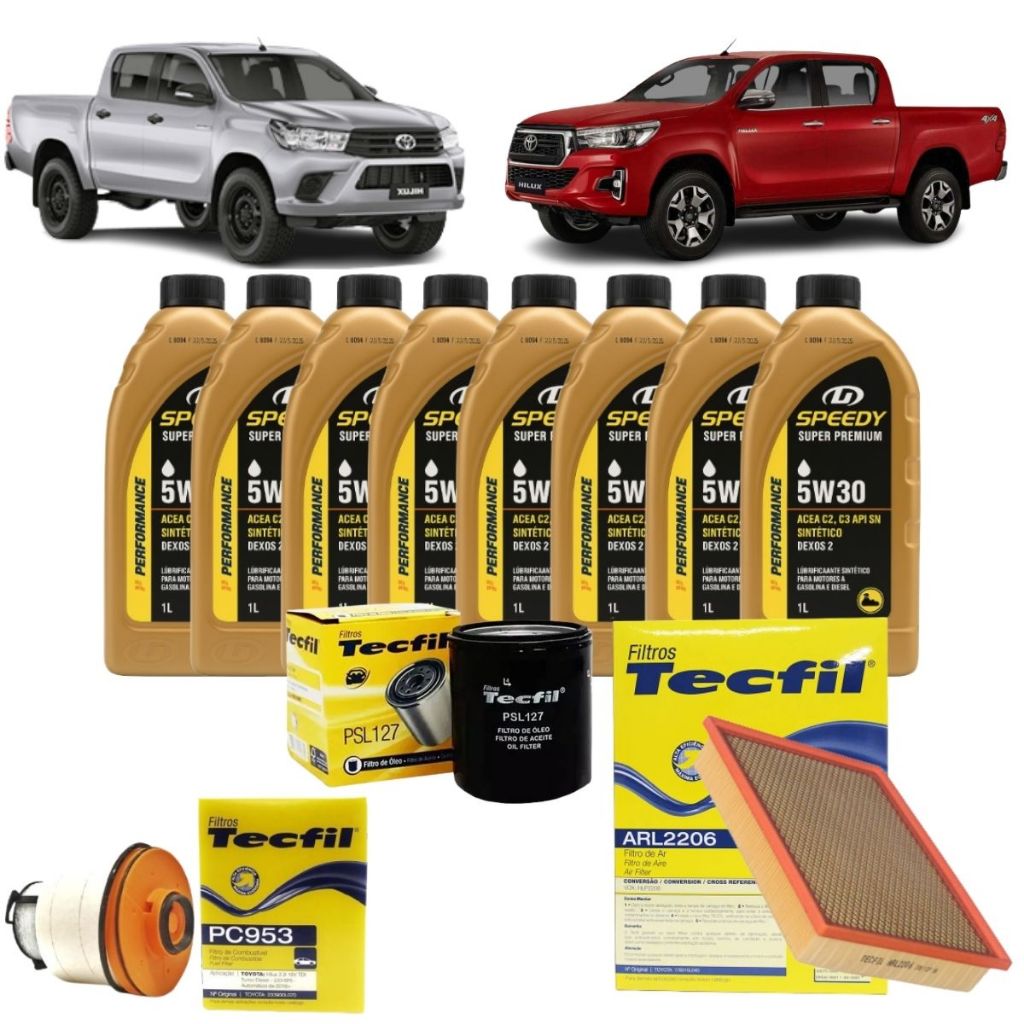 Kit Troca De Oleo E Filtros Hilux 2.8 Diesel 5w30 Sintético Revisão Original Toyota