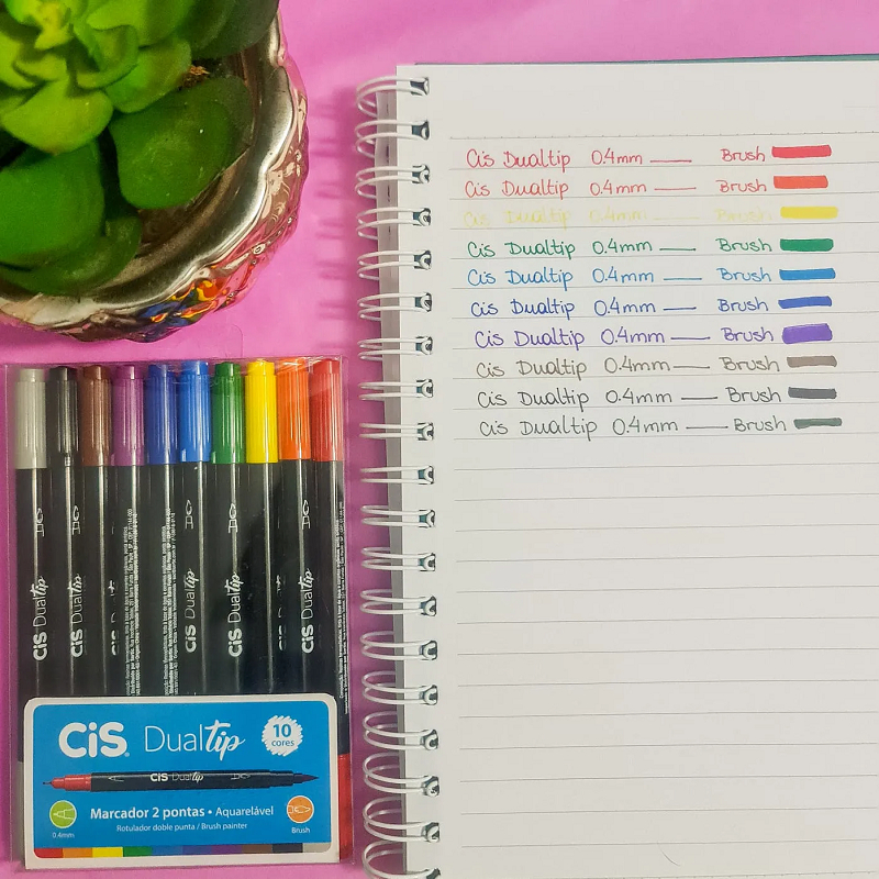 Marcador Cis Dual Tip Estojo c/10 cores em Oferta na Shopee
