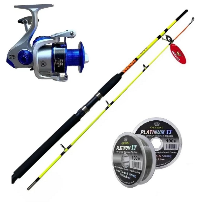 Kit Pesca Bruta  Molinete Fate 6000 Maruri Vara Baida 1,80m de 50Lbs  2 Linhas Platinum XT 0.60mm