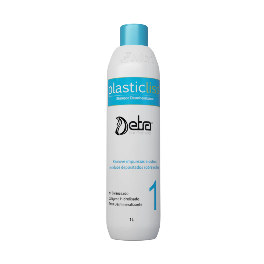 Shampoo Anti Resíduo Desmineralizante Plastic Liss 1 Litro Detra Hair Pré Progressiva Limpeza Profunda