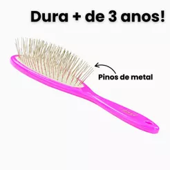 Escova Pet Cachorro Gato Bass de Acrílico com Pinos de Metal Sem Bolinhas Rosa P