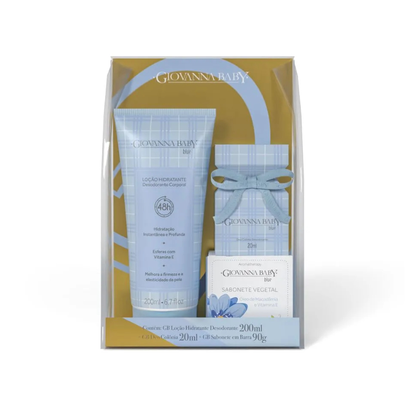 Kit Giovanna Baby Blue [Loção Hidratante Desodorante 200mL + Colonia 20mL + Sabonete Vegetal 90g]